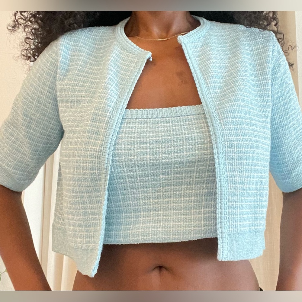 Zara Light Blue Crop Top Set